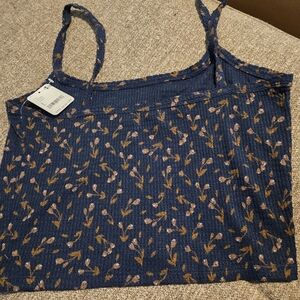 Free People Fitted Blue and Brown Camisole